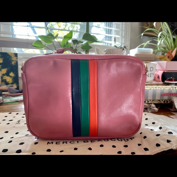 Clare V Handbags - Clare V Pink/Petal w/Stipes Midi Sac - EUC